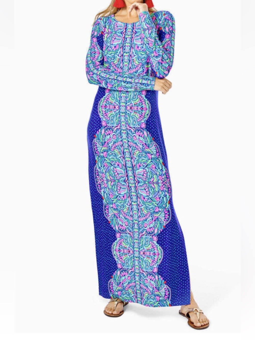 Lilly Pulitzer Sz M Emmarie Maxi Cabochan Purple Bonita Babe